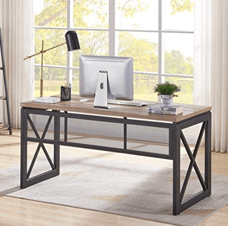 Audra Wood and Metal Industrial Office Desk