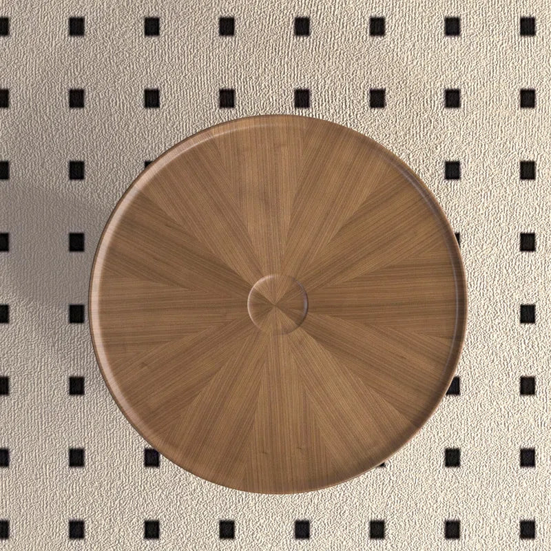 Walnut Round Solid Wood Coffee Table With Spherical Base, Carbon Steel