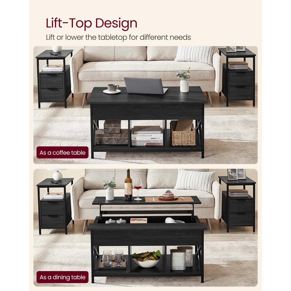 Carnagall Lift Top Coffee Table with Storage-OUCH CART| Center table