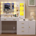 Caryol Vanity Table with LED Mirror Lights for Bedroom