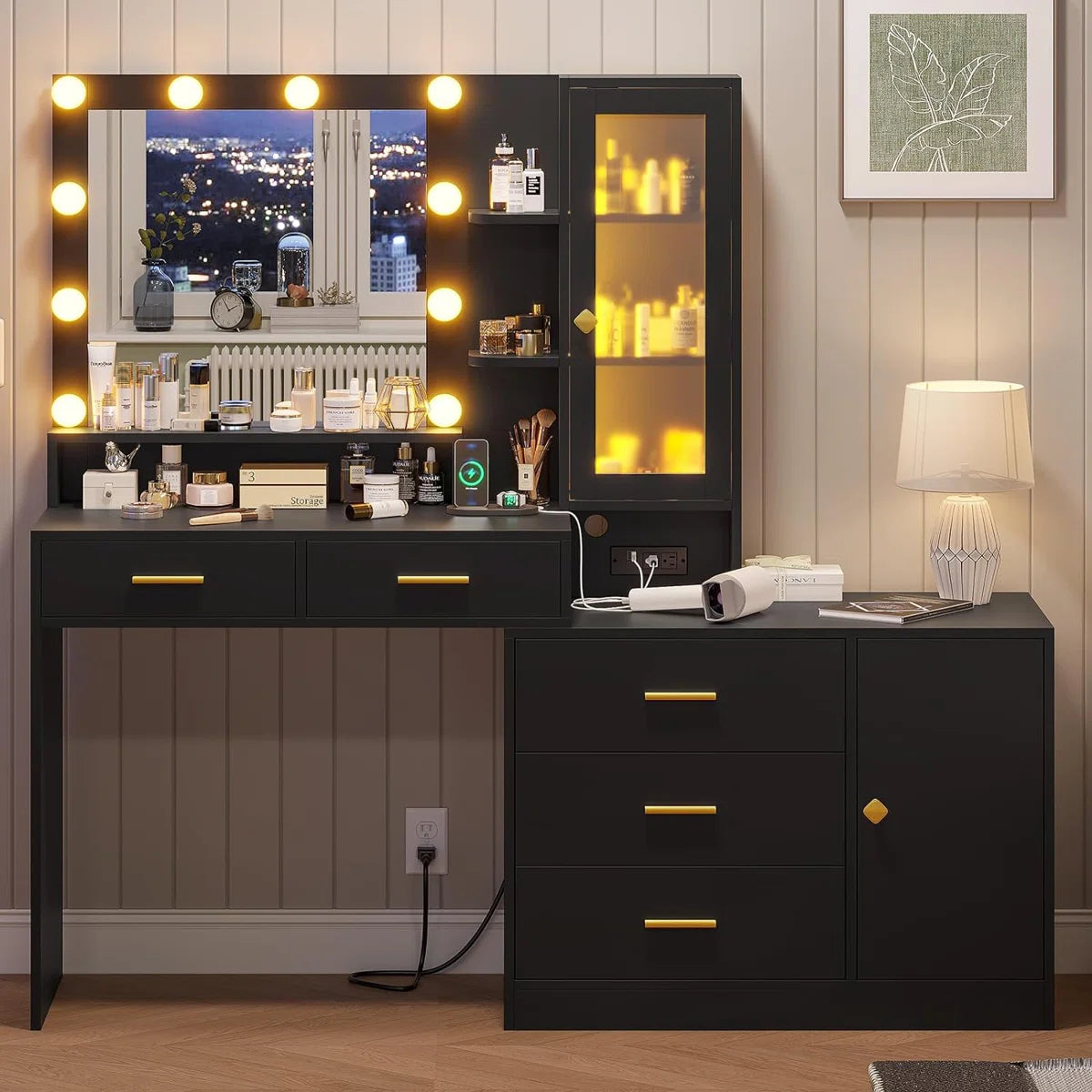 Caryol Vanity Table with LED Mirror Lights for Bedroom- OUCH CART | Dressing table 
