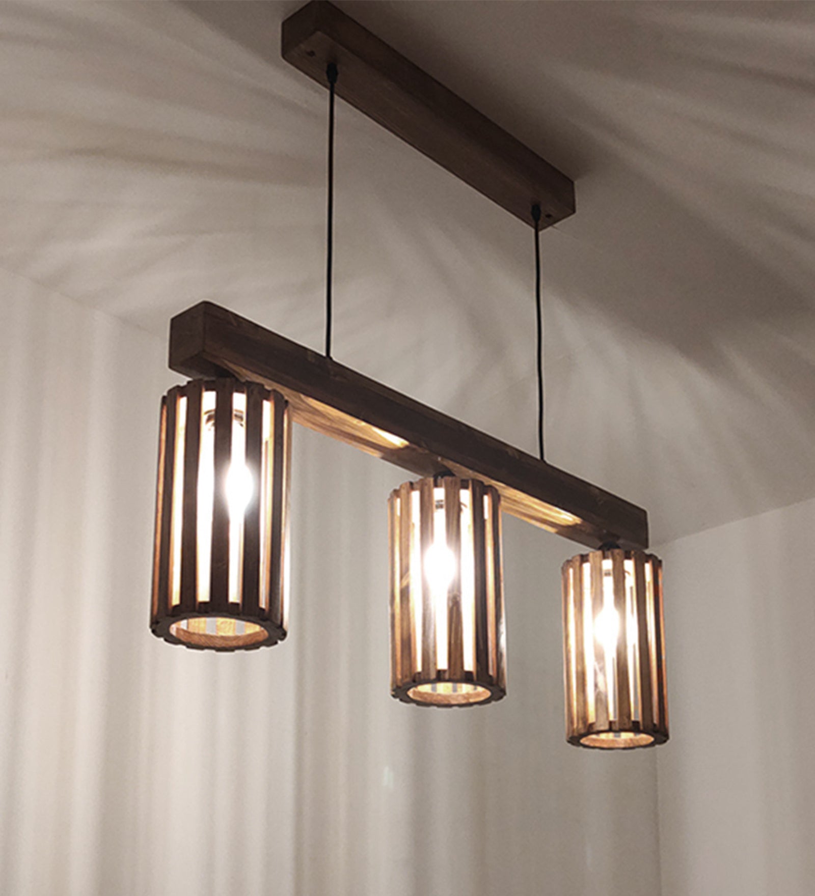 Abacus Brown Wooden 3 Series Hanging Lamp