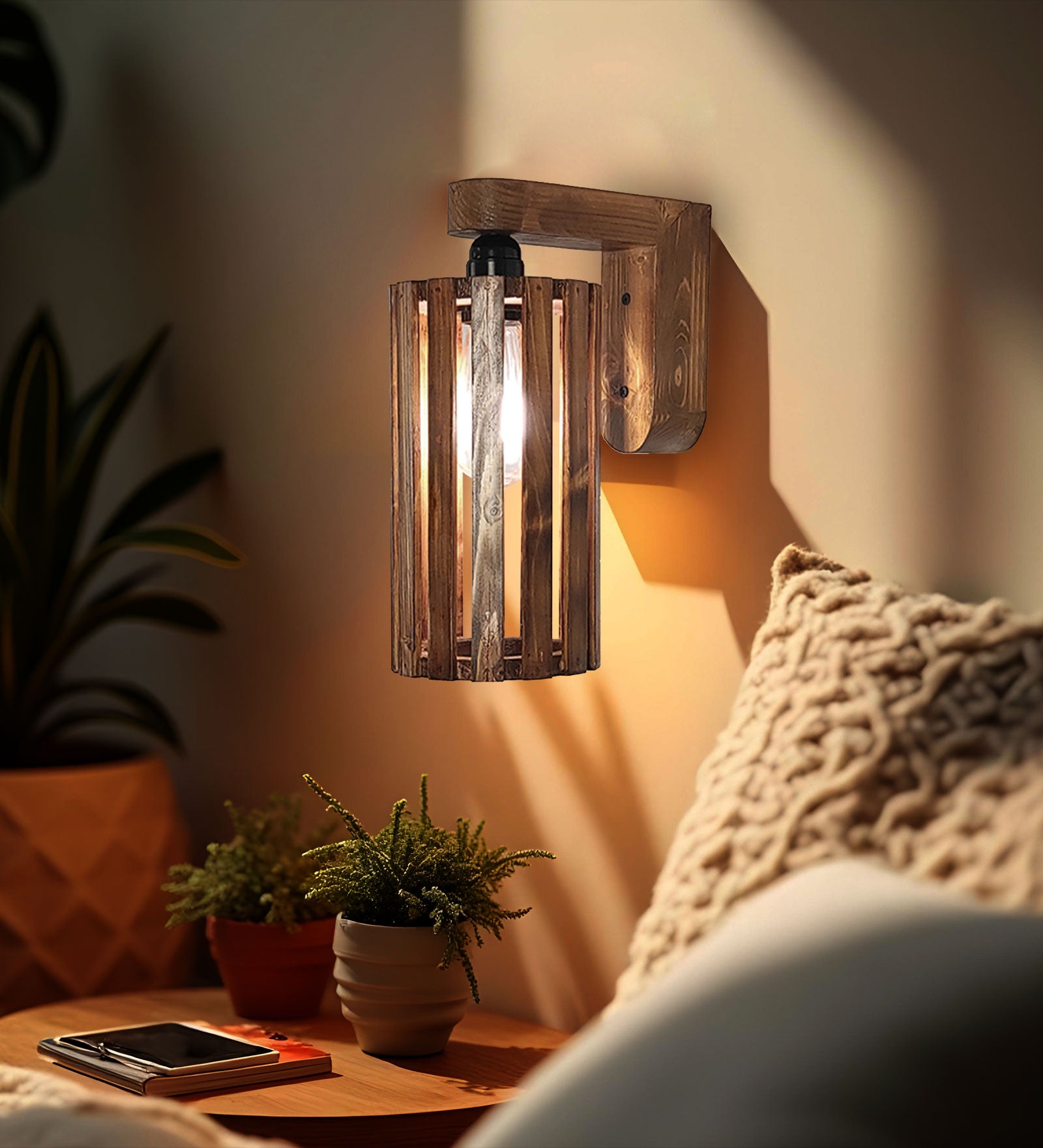 Casa Brown Wooden Wall Light (BULB NOT INCLUDED)