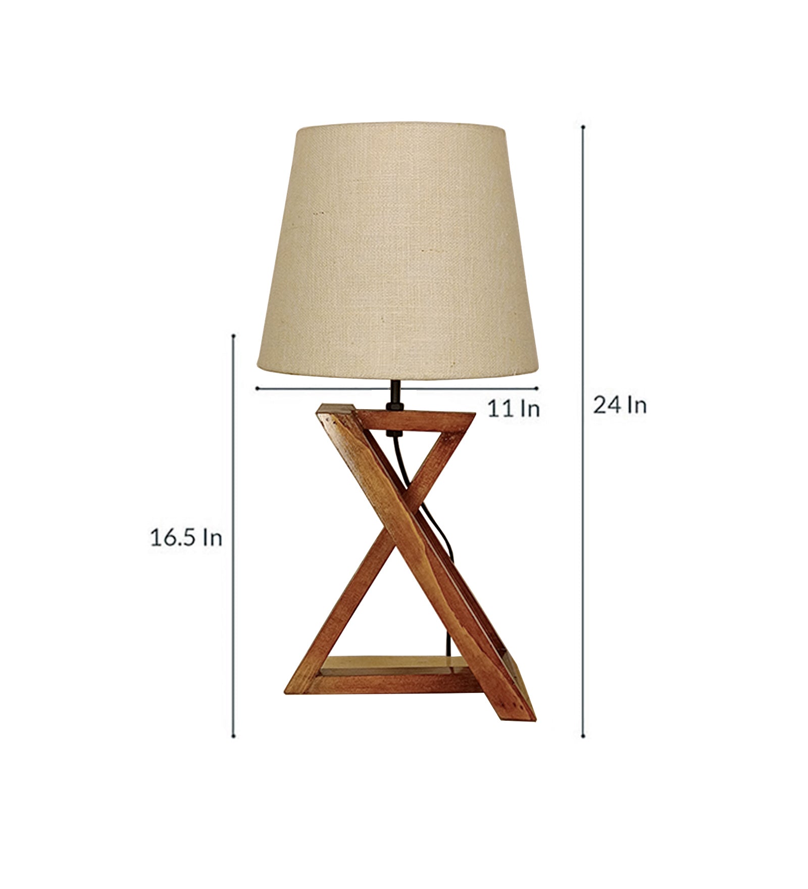 Catapult Brown Wooden Table Lamp with Black Fabric Lampshade (BULB NOT INCLUDED)