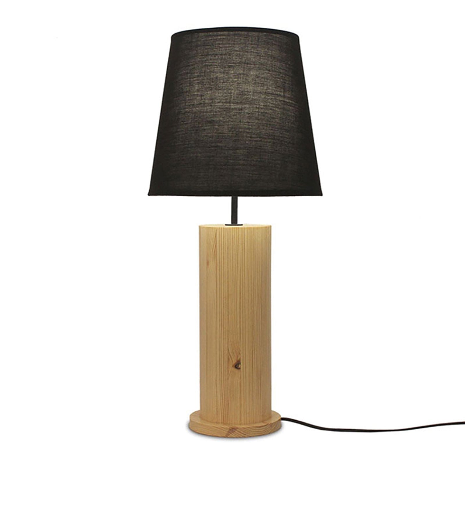 Cedar Brown Wooden Table Lamp with Yellow Printed Fabric Lampshade (BULB NOT INCLUDED)