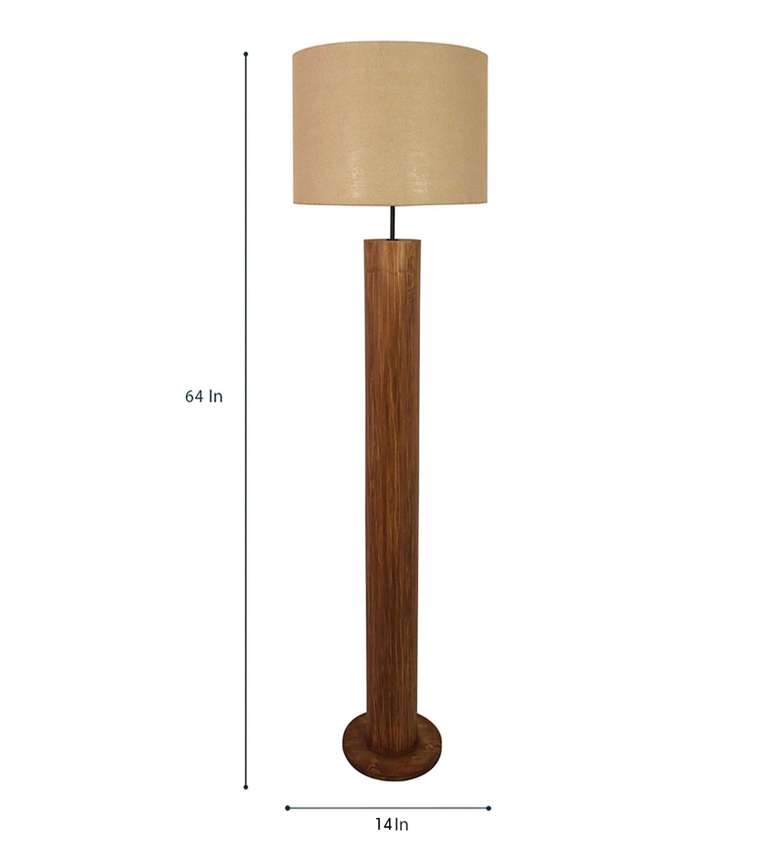 Cedar Wooden Floor Lamp with Premium Beige Fabric Lampshade (BULB NOT INCLUDED)