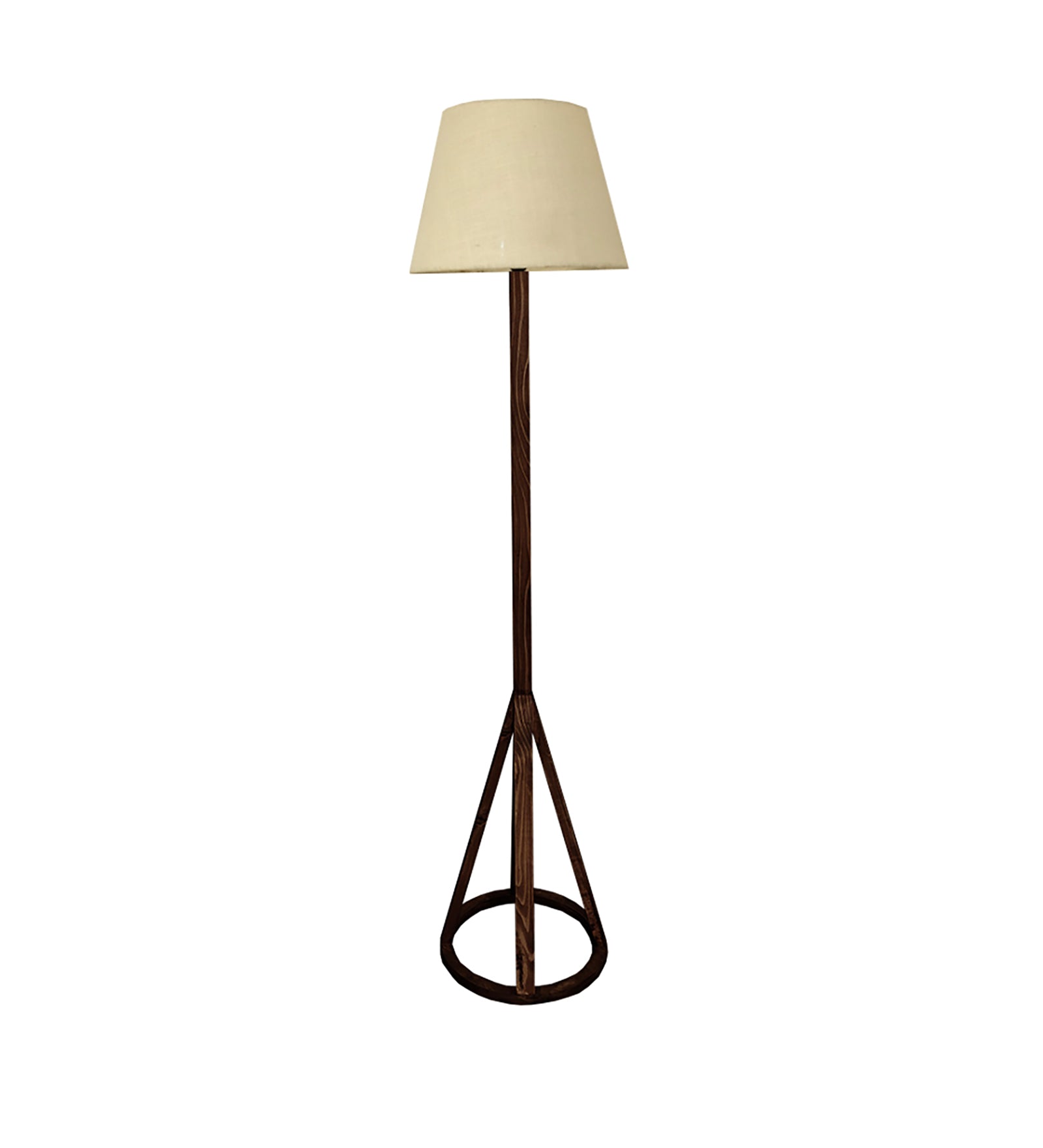 Celine Wooden Floor Lamp with Brown Base and Premium Beige Fabric Lampshade (BULB NOT INCLUDED)