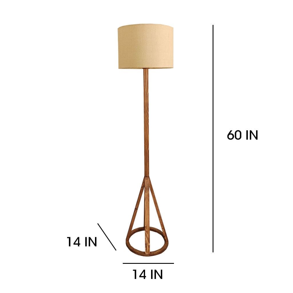 Celine Wooden Floor Lamp with Brown Base and Premium Beige Fabric Lampshade (BULB NOT INCLUDED)