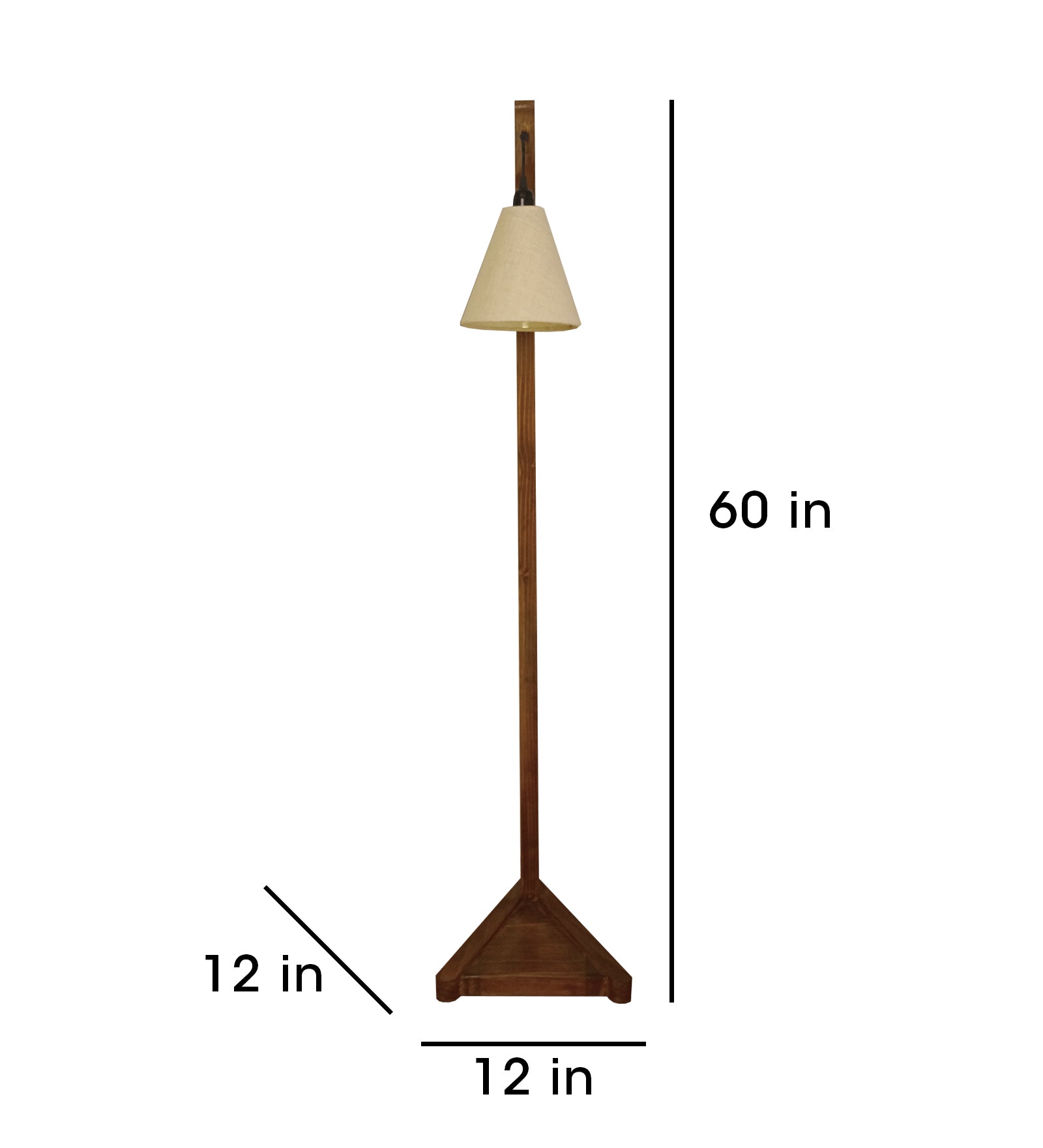 Charles Wooden Floor Lamp with Brown Base and Jute Fabric Lampshade (BULB NOT INCLUDED)