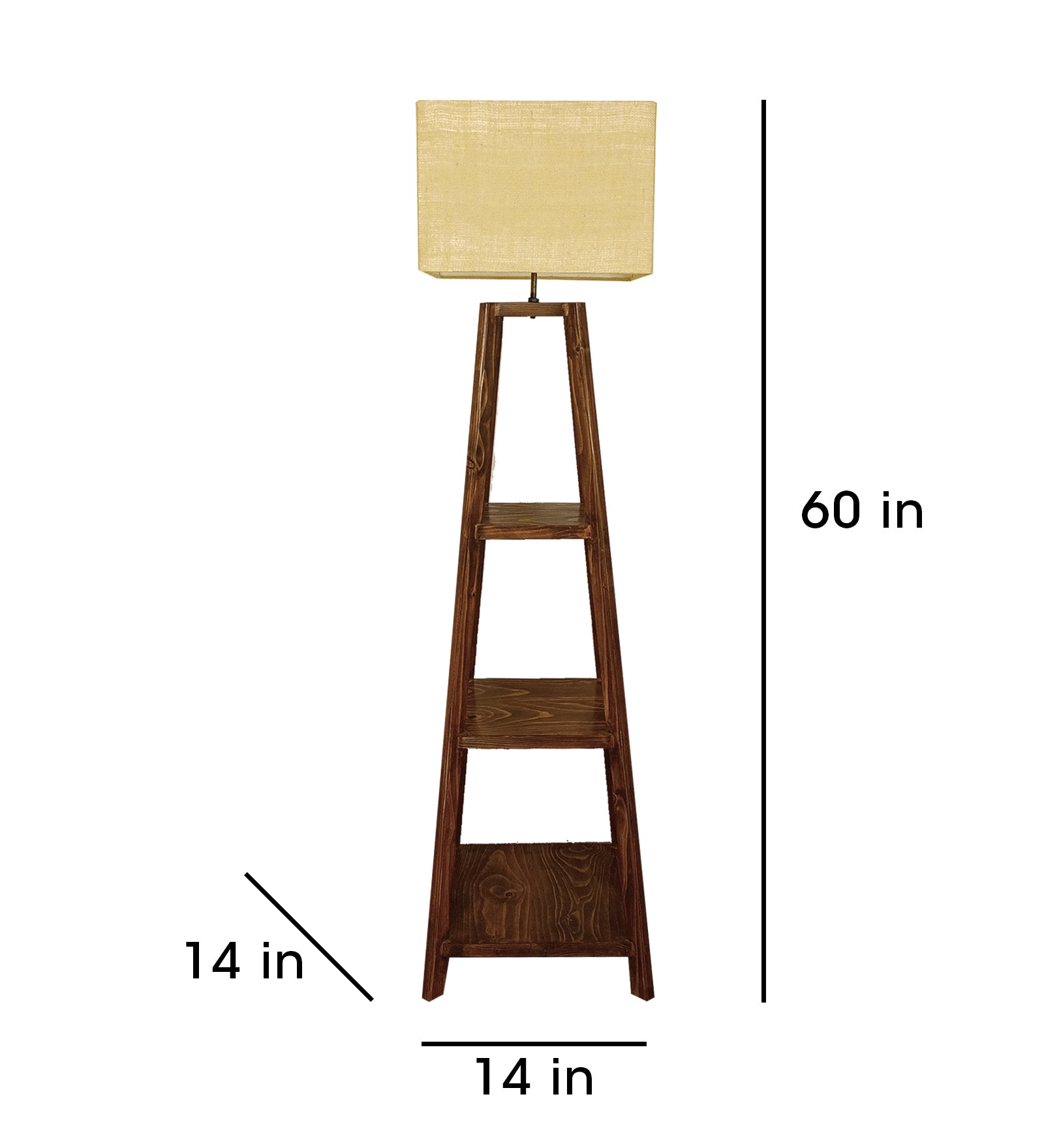 Charlotte Wooden Floor Lamp with Brown Base and Jute Fabric Lampshade (BULB NOT INCLUDED)