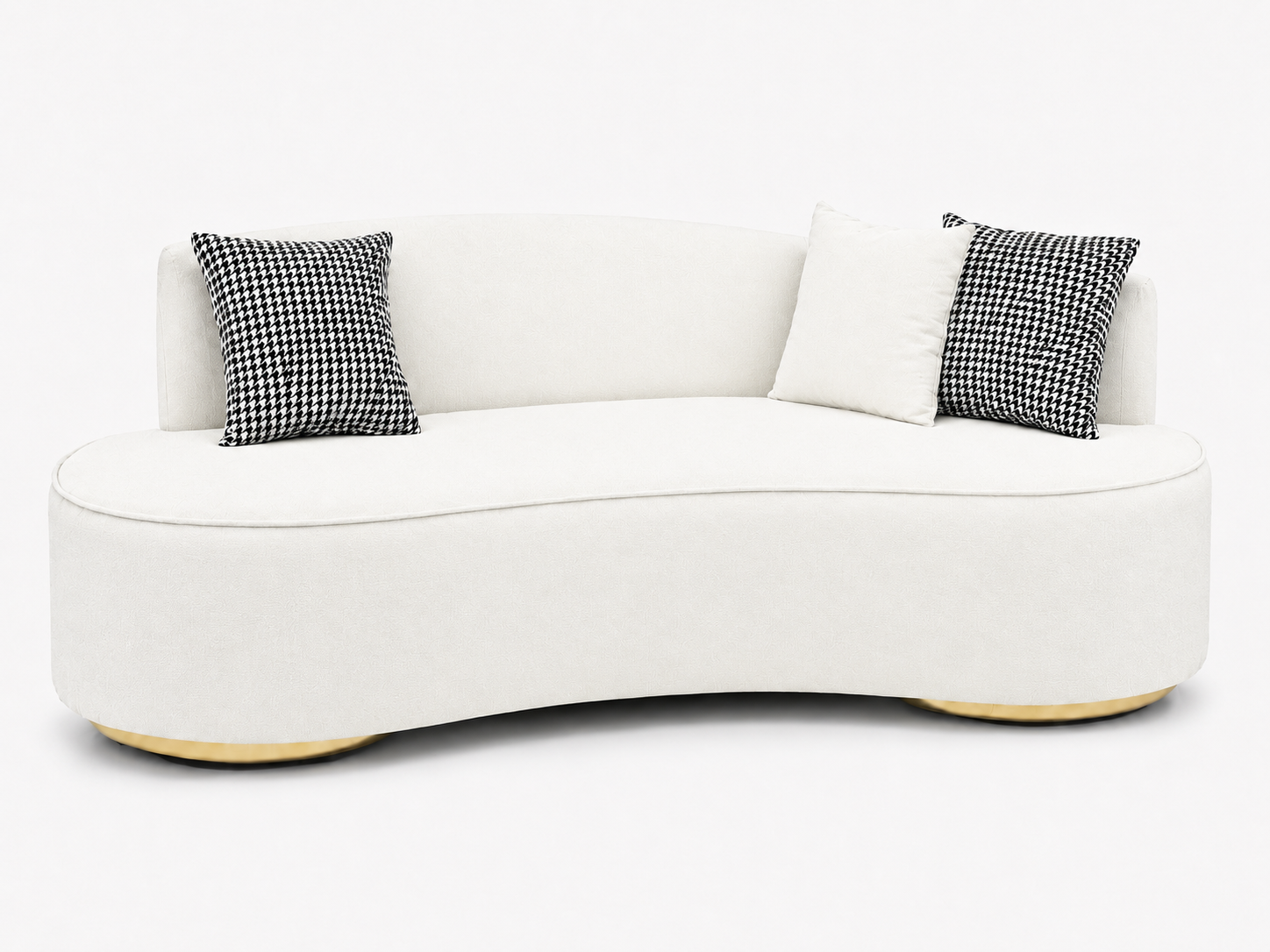 Boucle Fabric 3 Seater Curve Sofa In Melange Grey Colour