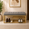 Velvet Upholstered Entryway Shoe Rack Bench with Storage