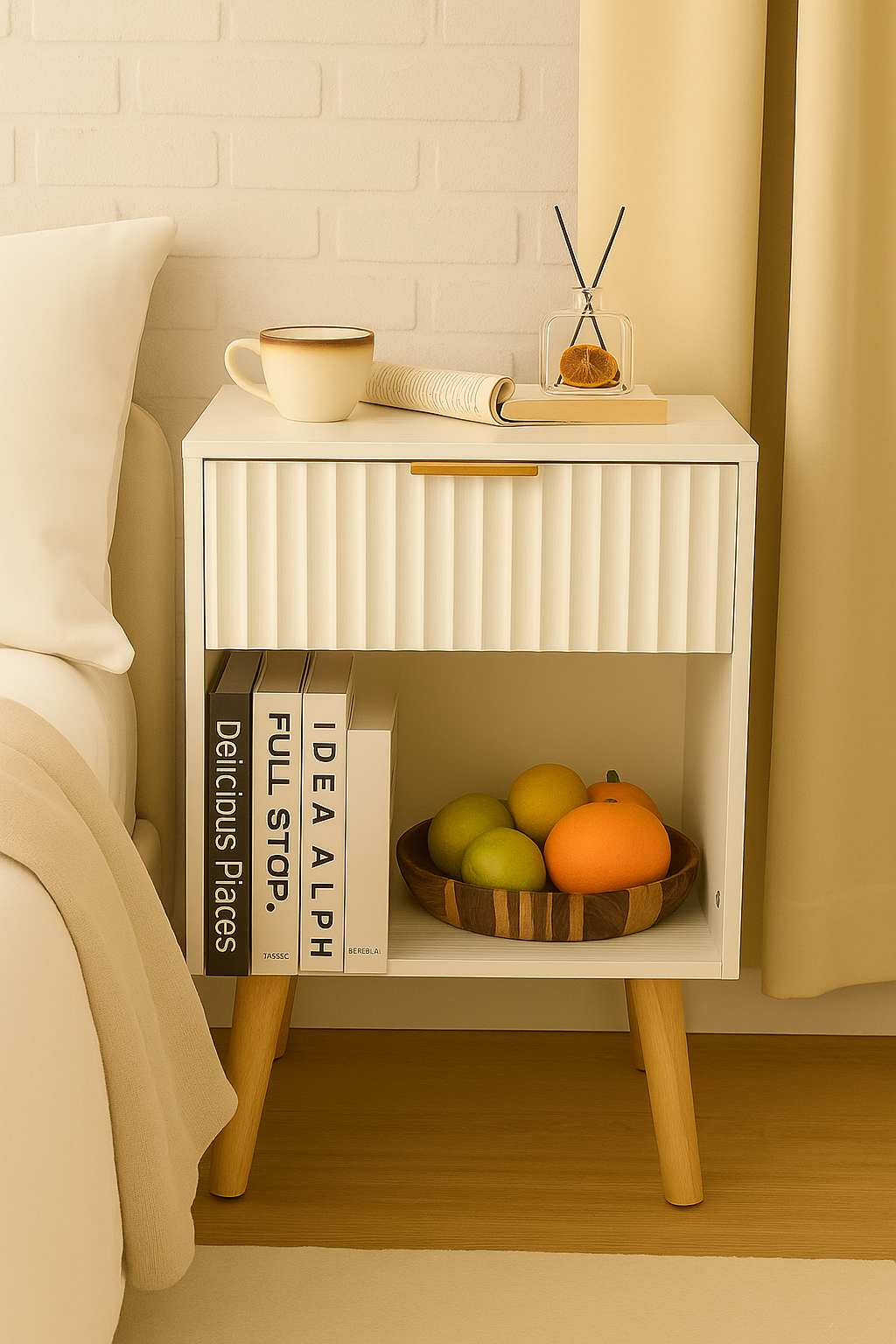 Mid Century Modern Nightstand, Wood Bedside Table -Ouch Cart
