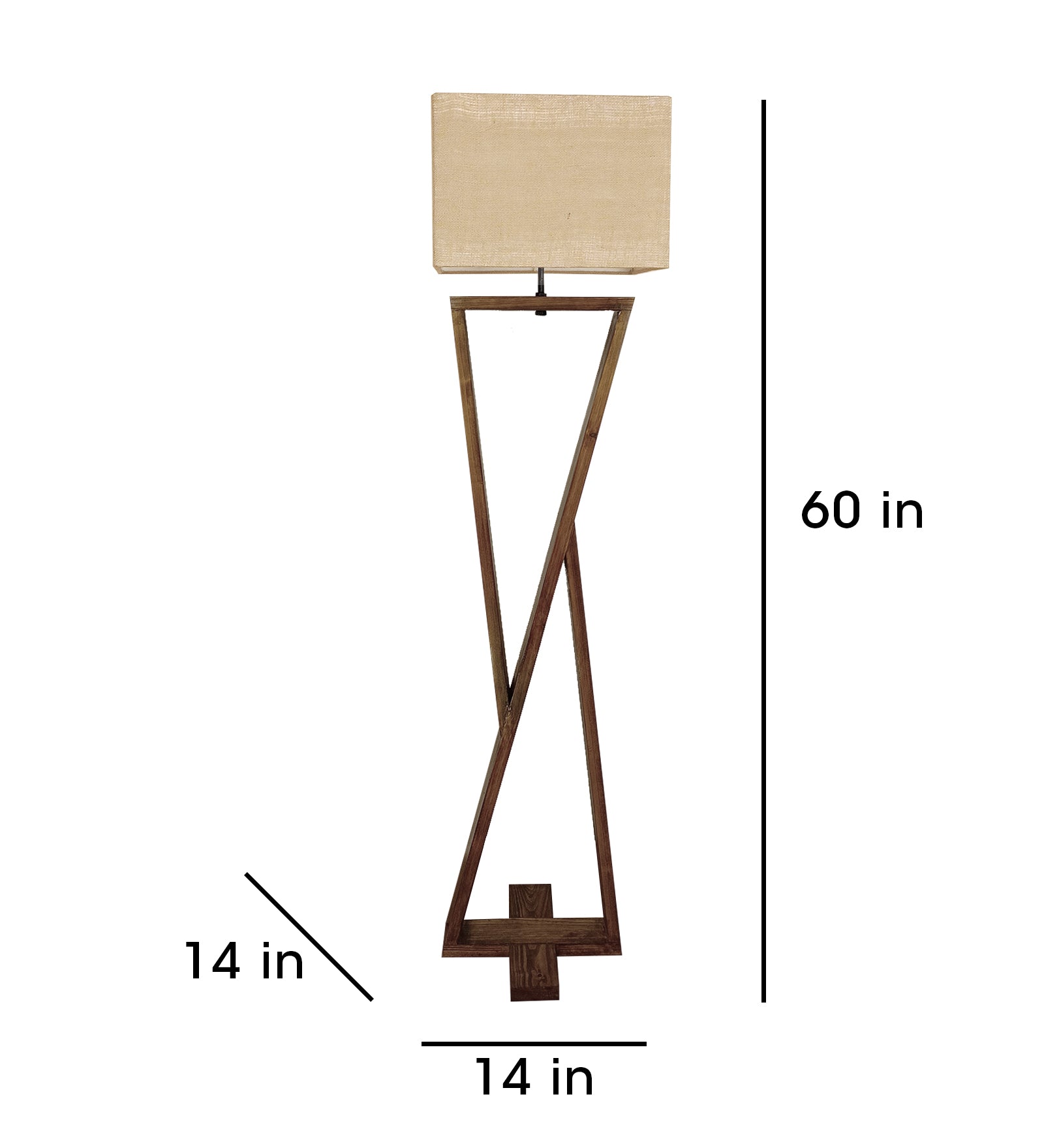 Chloe Wooden Floor Lamp with Brown Base and Jute Fabric Lampshade (BULB NOT INCLUDED)