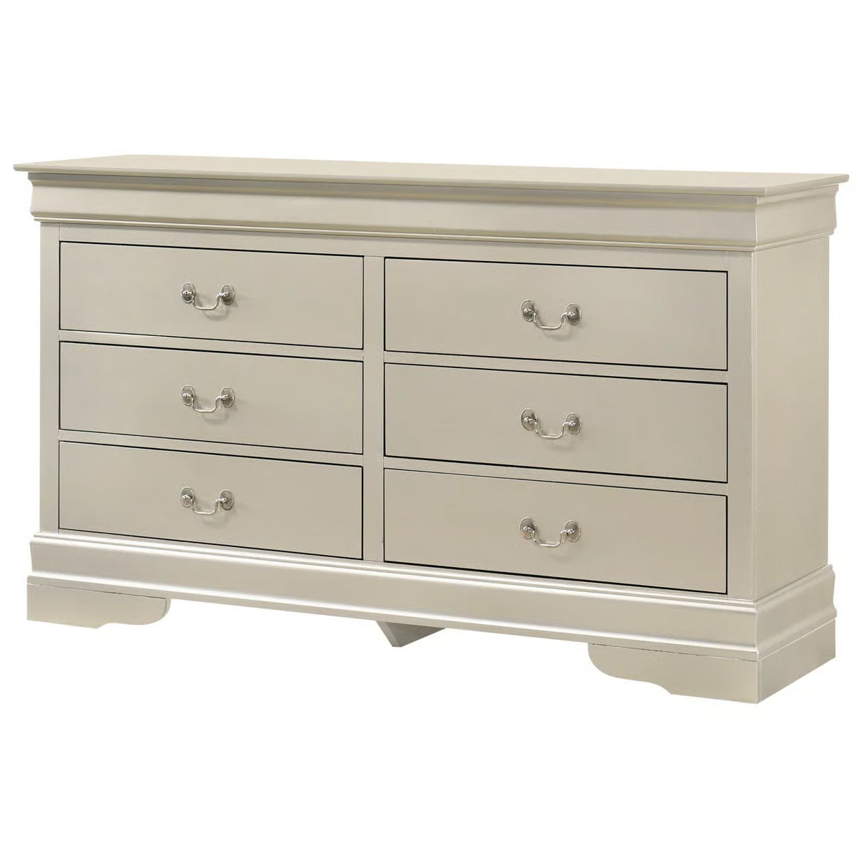 Silver Champagne Classic Dresser – Traditional Chest, Metal Gear Drawers & Elegant Design