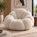 Cloud Lounge Chair for Living Room, Modern Round Boucle Accent Chair with Plush Cushioned Design, Cream Upholstered Sofa Chair for Bedroom, Reading Nook & Relaxation