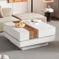 Square Coffee Table  Sliding Top & Hidden Storage – Walnut High Gloss Finish