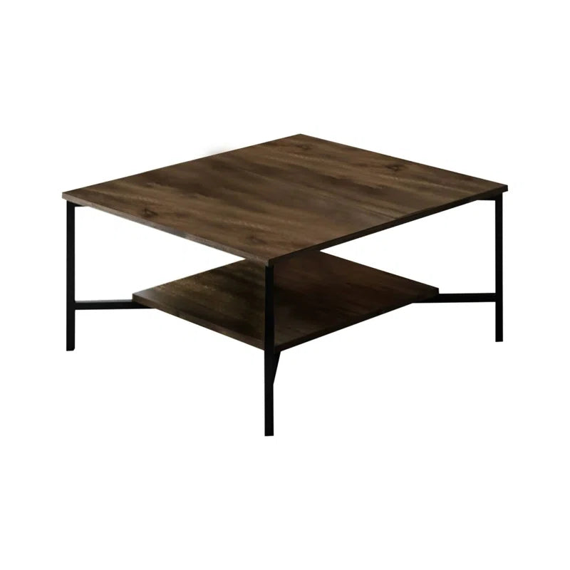 Eliot Dichiar, Low coffee table, Magazine rack for sofa, 80x80h40 cm, Walnut and Black