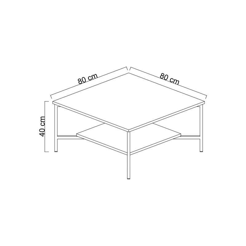 Eliot Dichiar, Low coffee table, Magazine rack for sofa, 80x80h40 cm, Walnut and Black