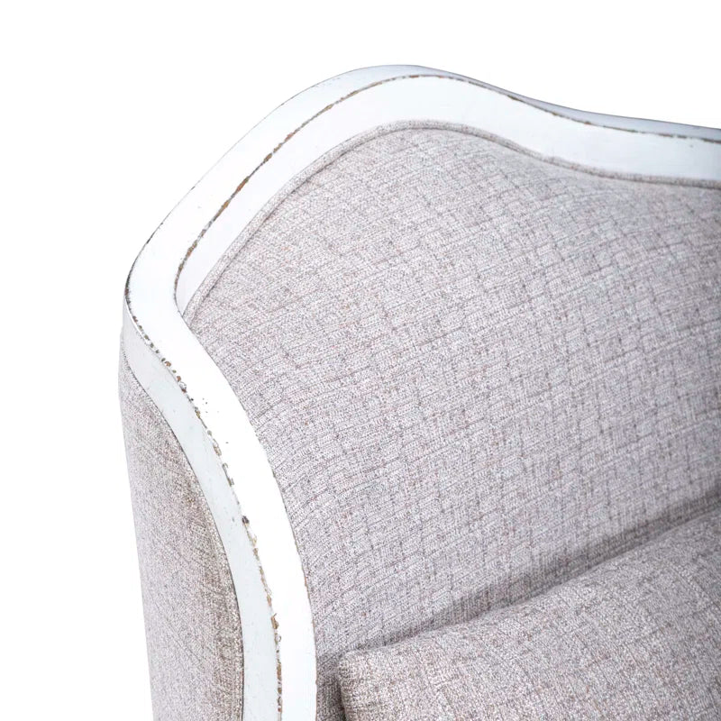 Colchester French Country Upholstered Armchair in Textured Linen Fabric