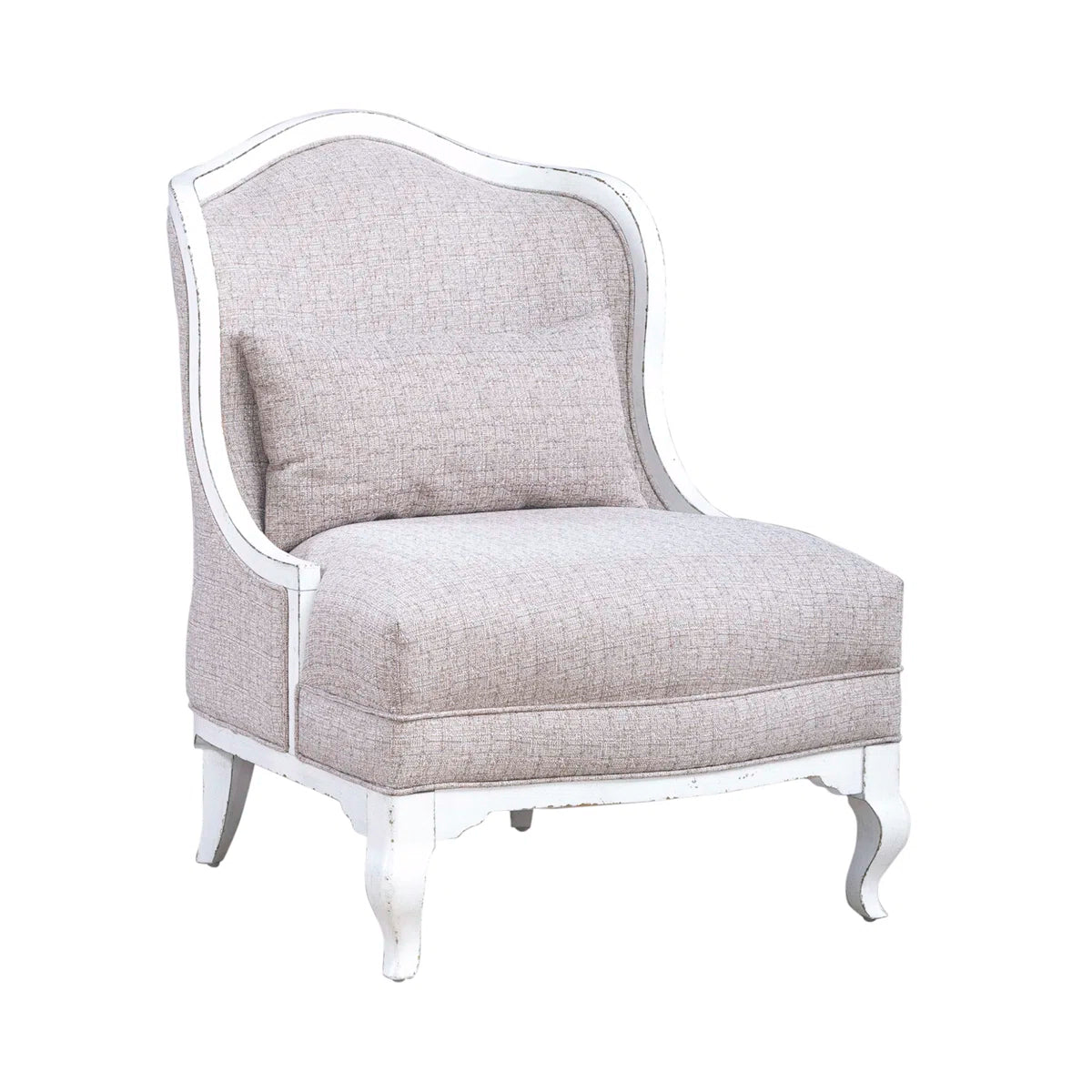Colchester French Country Upholstered Armchair in Textured Linen Fabric