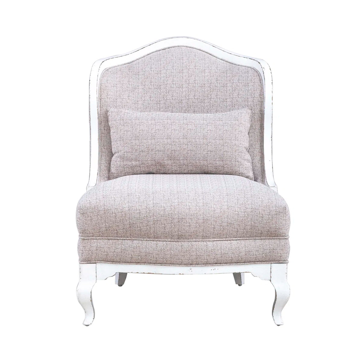Colchester French Country Upholstered Armchair in Textured Linen Fabric