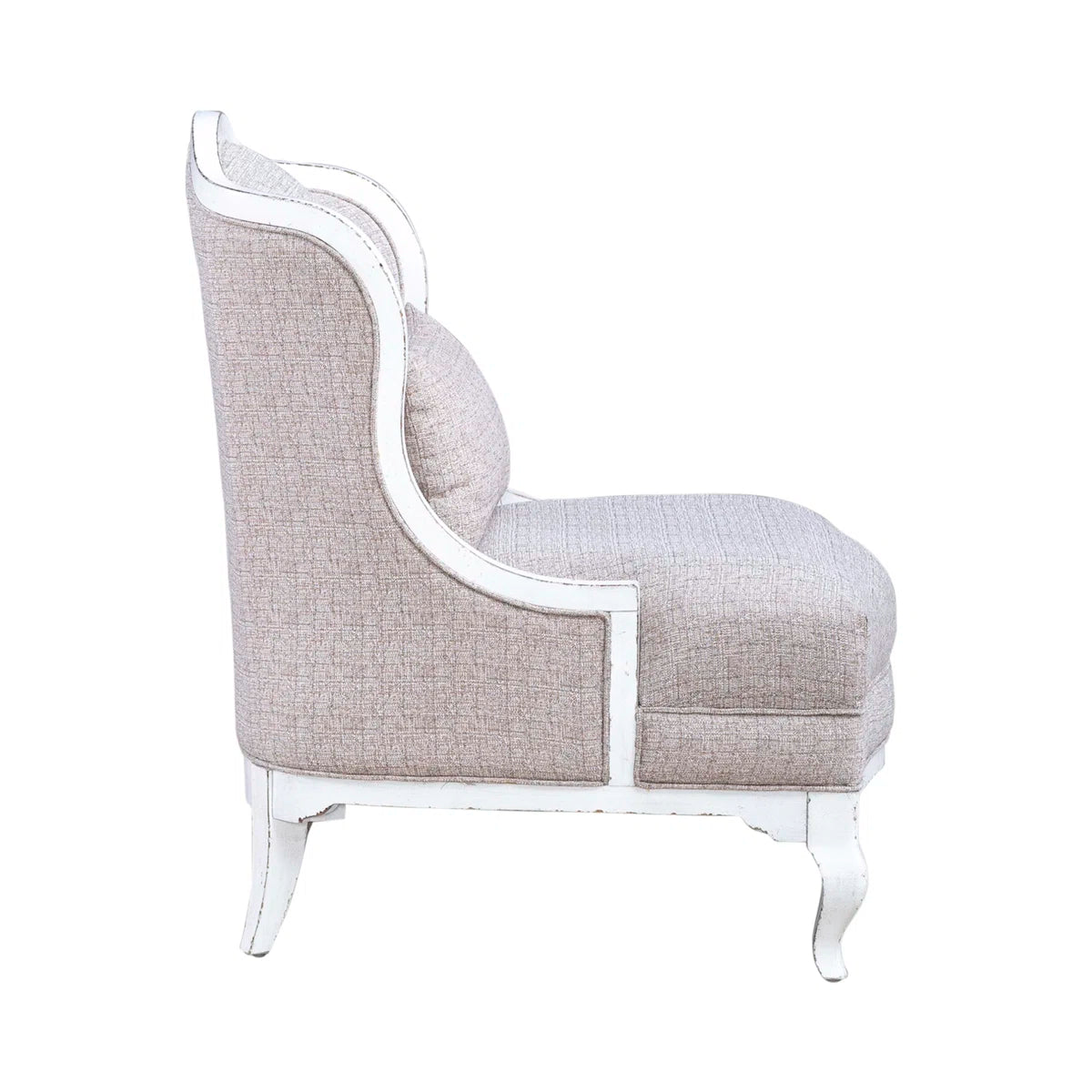 Colchester French Country Upholstered Armchair in Textured Linen Fabric