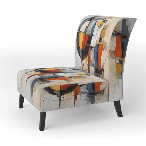 Patterned Accent Chair with Rich Italian Ink Print & Comfortable Upholstered Design