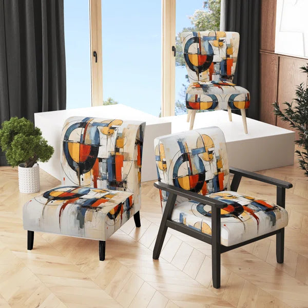 Patterned Accent Chair with Rich Italian Ink Print & Comfortable Upholstered Design