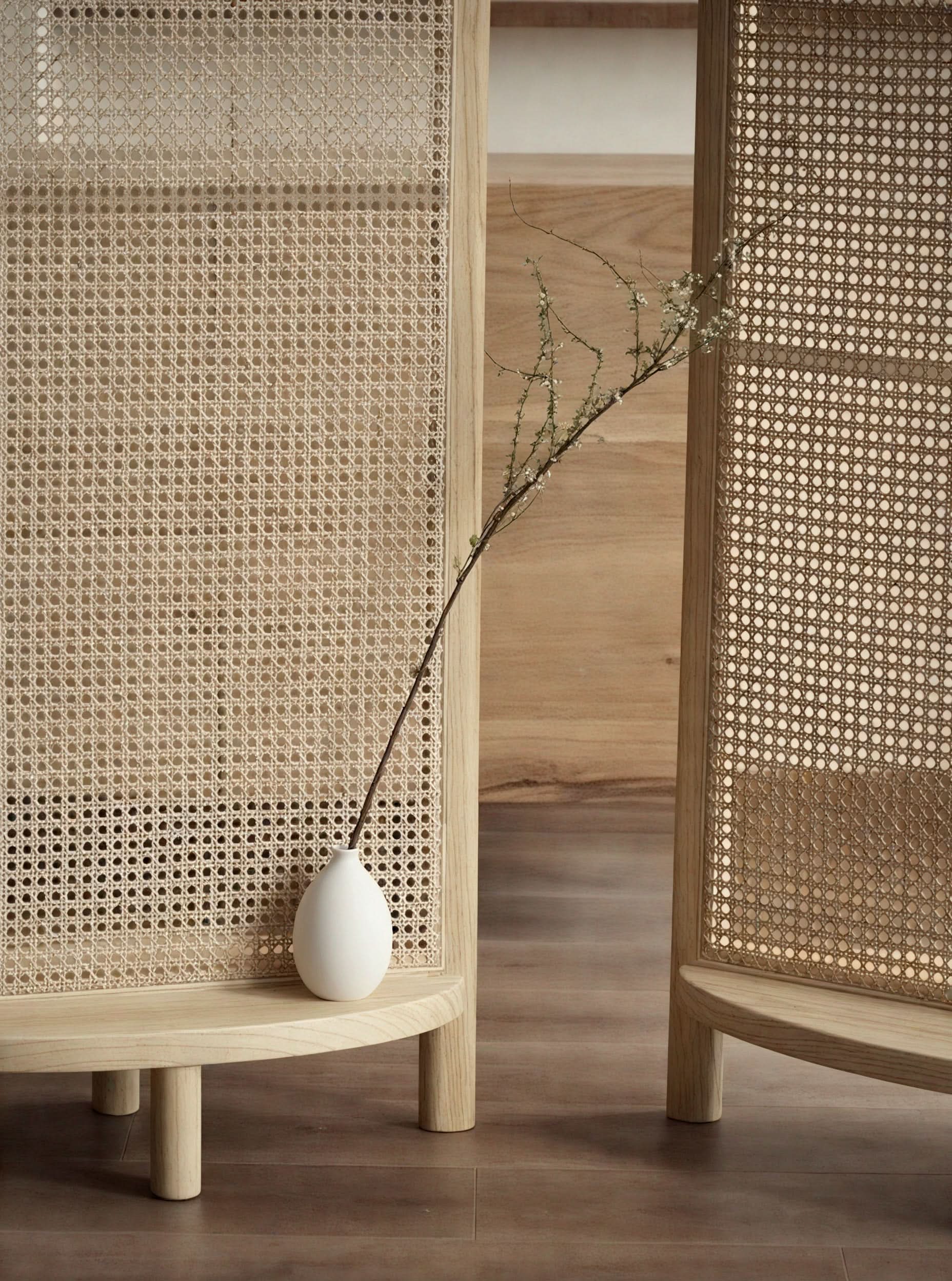 Natural Rattan Room Divider Screen | Stylish Folding Privacy Partition for Home & Office | Ouch Cart