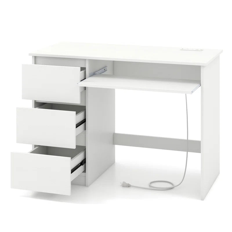 Multifunctional Desk with Charging Station, Keyboard Tray & 3 Drawers | Modern Computer Workstation