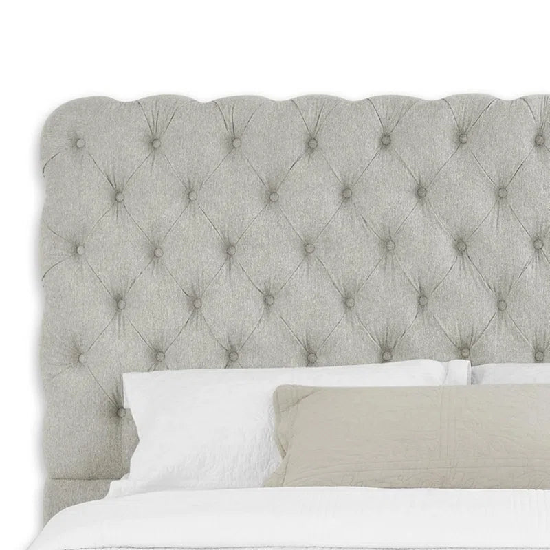 Contemporary Upholstered Bed With Tufted Headboard