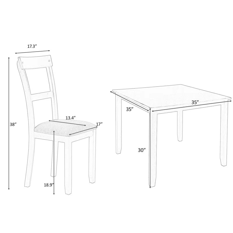 5 Piece Dining Set Square Dining Table Set Kitchen Set For 4