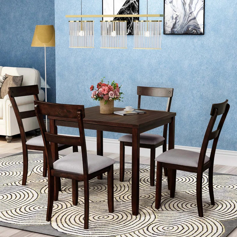 5 Piece Dining Set Square Dining Table Set Kitchen Set For 4