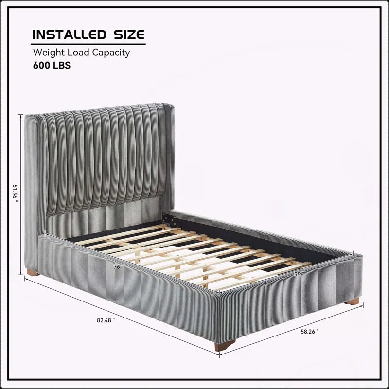 Corduroy Full Size Modern Design Bed