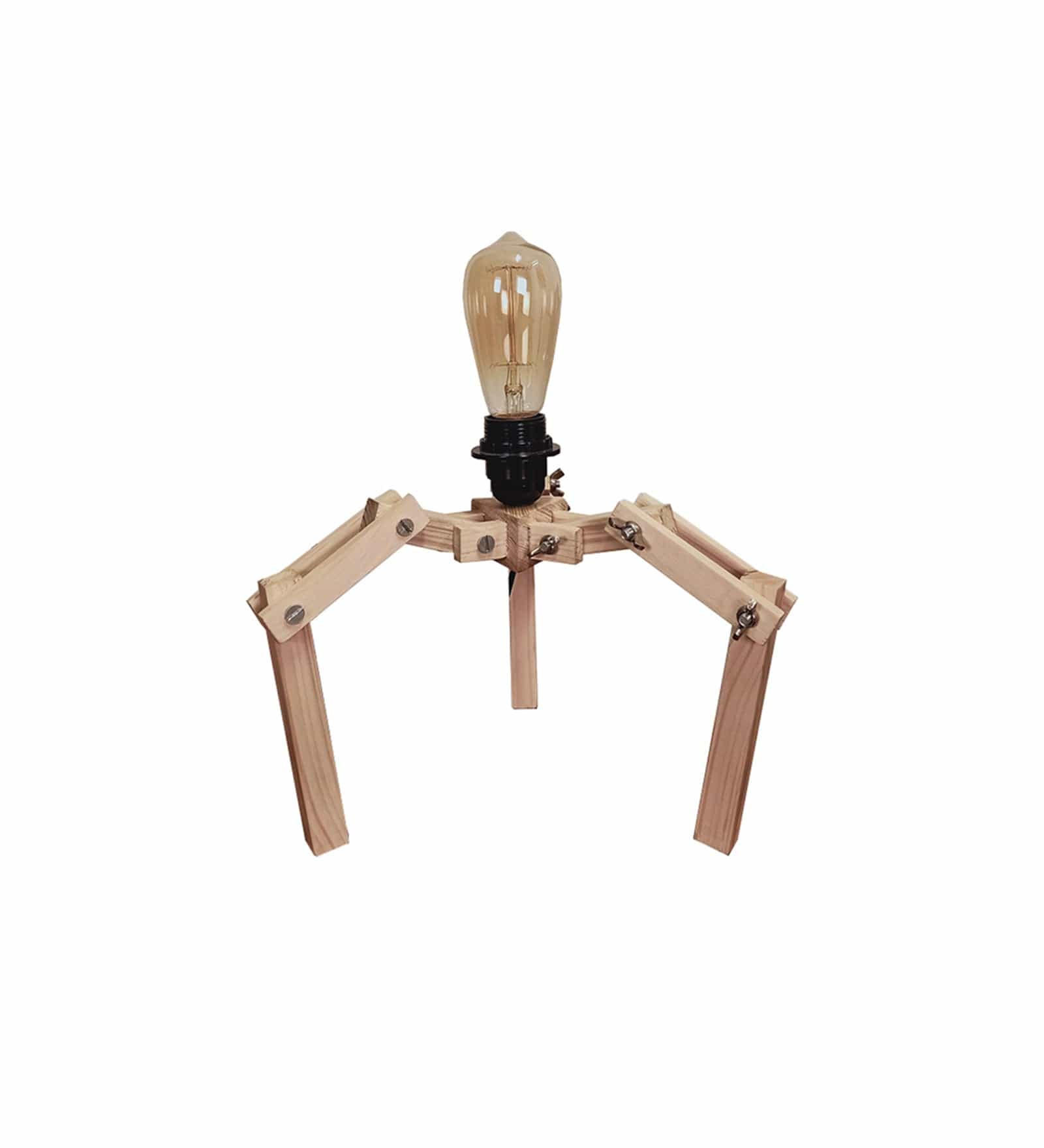 Crawler Beige Wooden Table Lamp with Black Fabric Lampshade (BULB NOT INCLUDED)