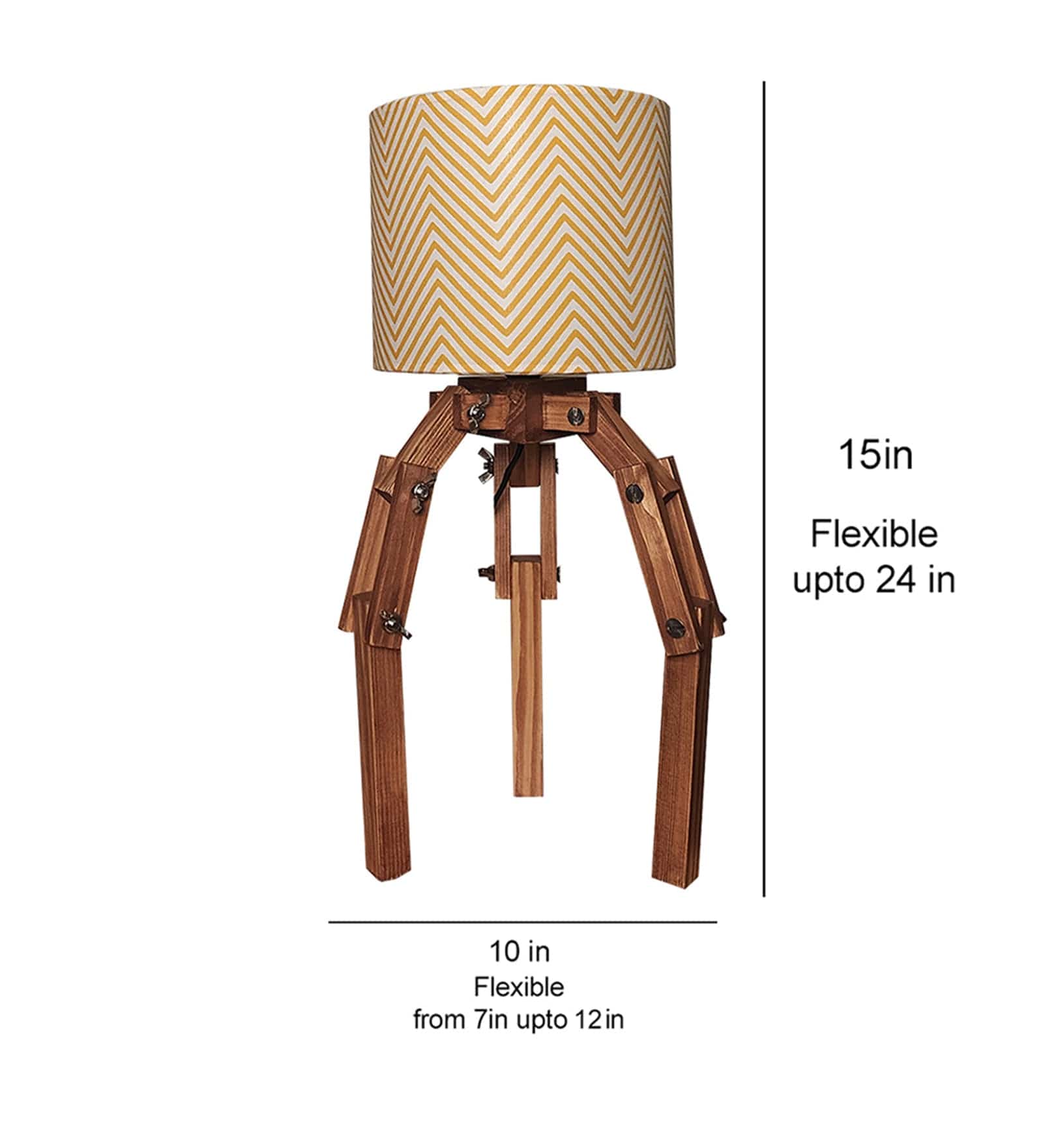 Crawler Brown Wooden Table Lamp with Yellow Printed Fabric Lampshade (BULB NOT INCLUDED)