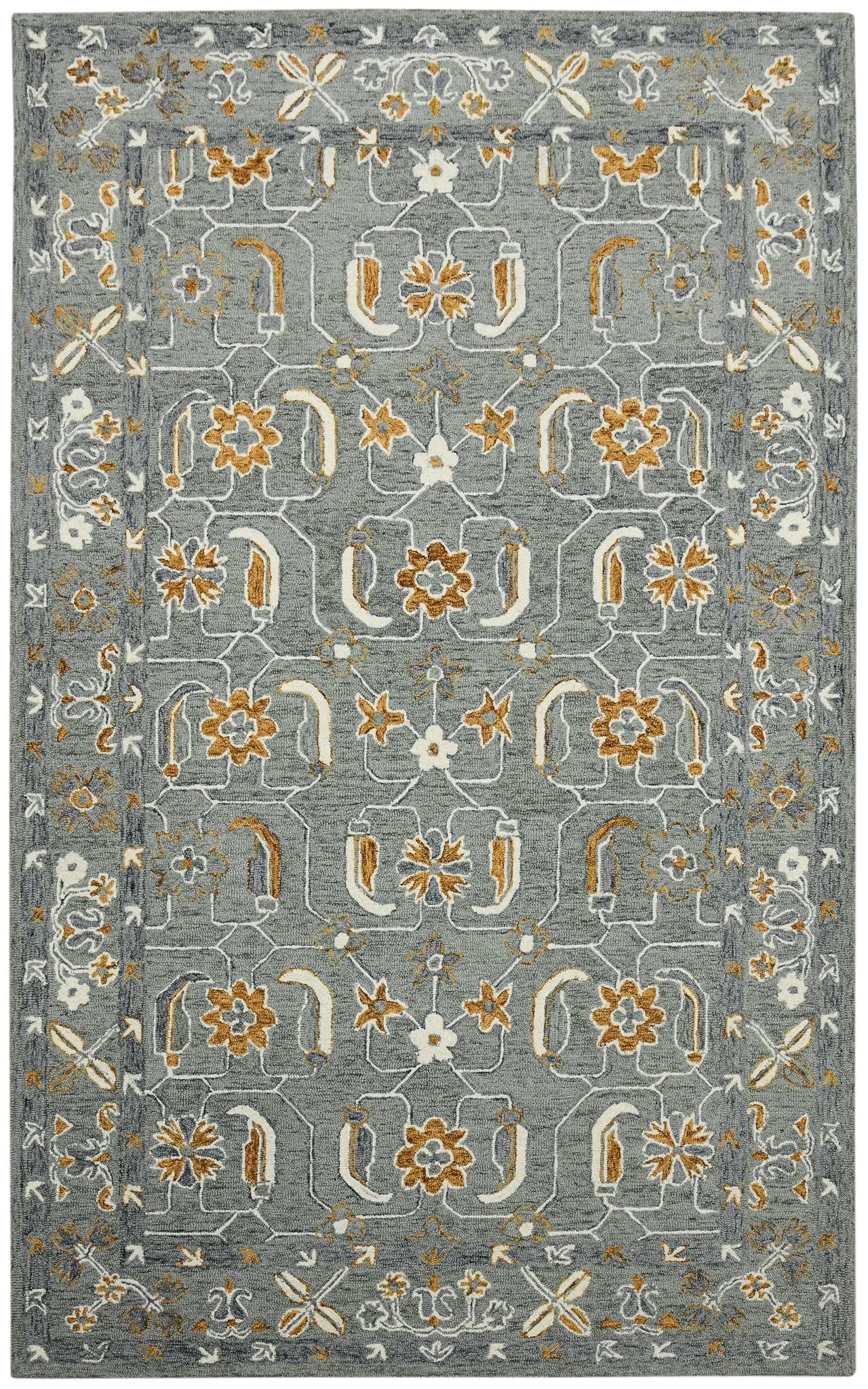 Orange Wool Romania 5x8 Feet  Hand-Tufted Carpet - Rug