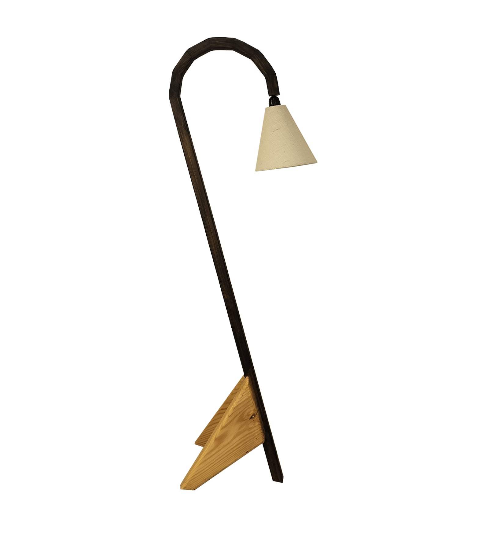 Cygnet Wooden Floor Lamp with Brown Base and Jute Fabric Lampshade