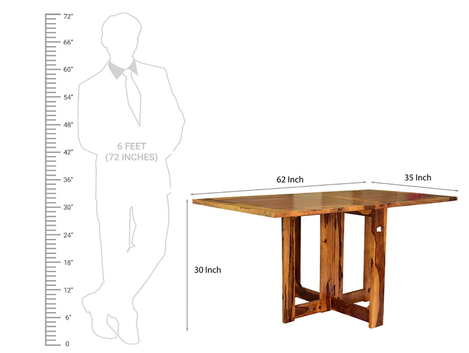 Sheesham Wood foldable dining table in honey finish