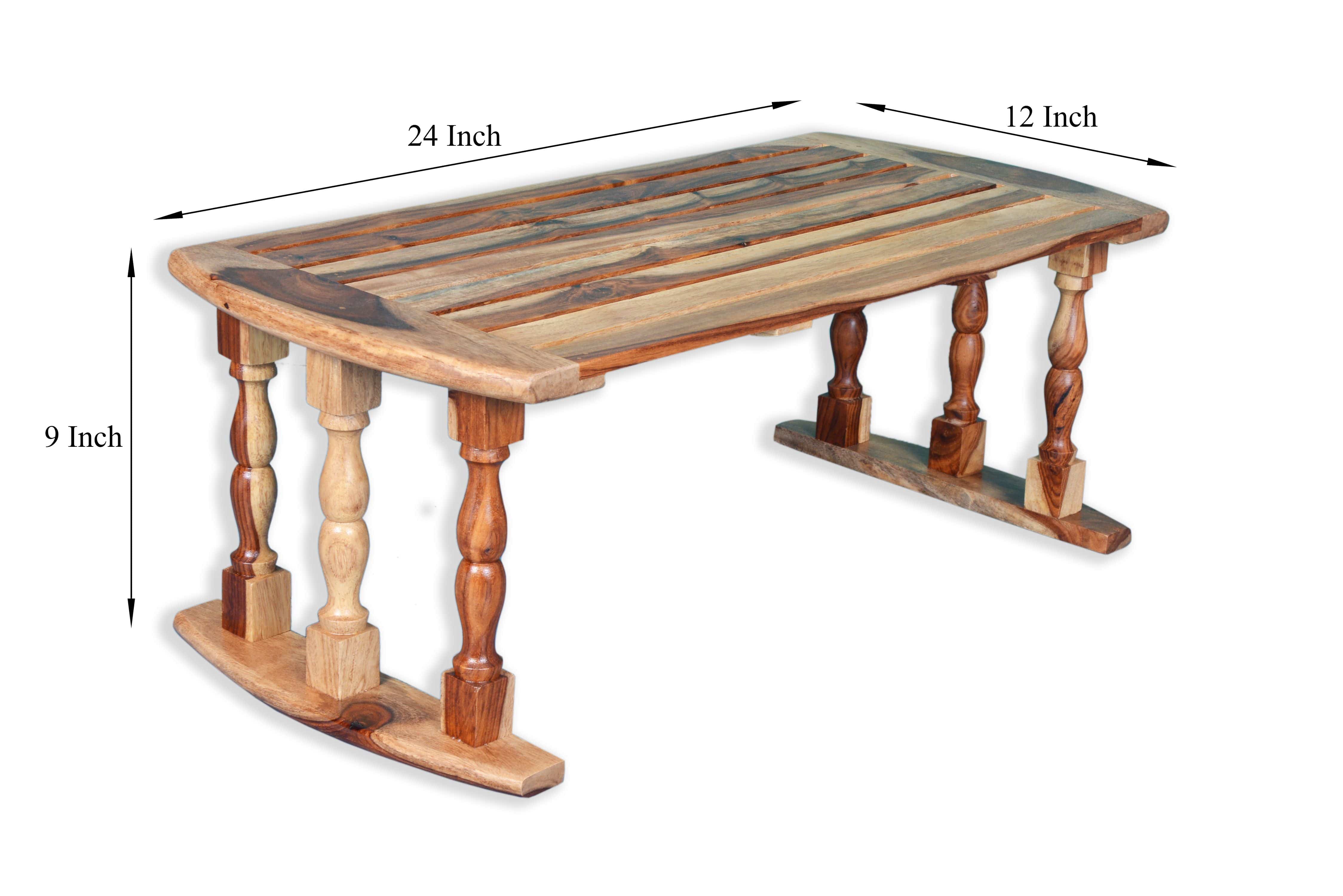 Sheesham Wood Breakfast Table | Laptop Table - Natural Finish