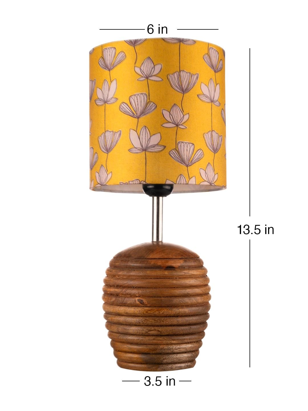 Stripped Brown Lamp with Mustard Flora multicolor shade