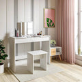 Vanity Set and Stool, HD Mirror Makeup Table with Drawers, Modern Vanity Table for Girls
