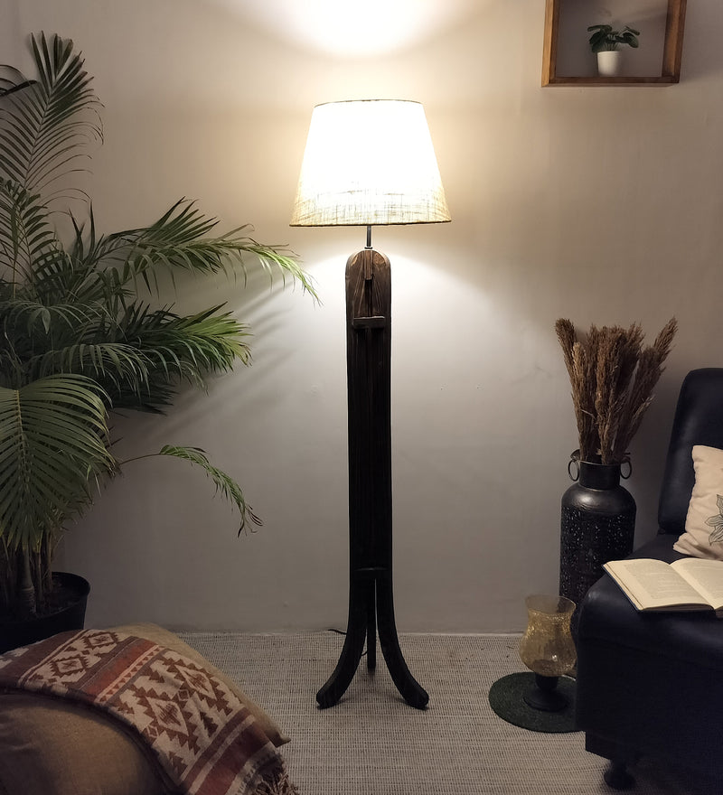 Damien-Wooden-Floor-Lamp-5.jpg Damien Wooden Floor Lamp with Brown Base and Jute Fabric Lampshade (BULB NOT INCLUDED) - Image 1