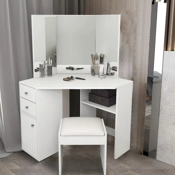 Jaweiz tren Vanity Set with Stool and Mirror dressing table design