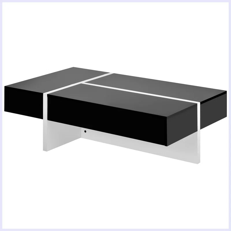 High Gloss Black & White Modern Rectangular Coffee Table