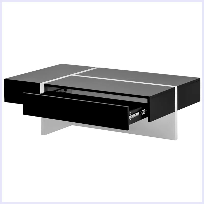 High Gloss Black & White Modern Rectangular Coffee Table