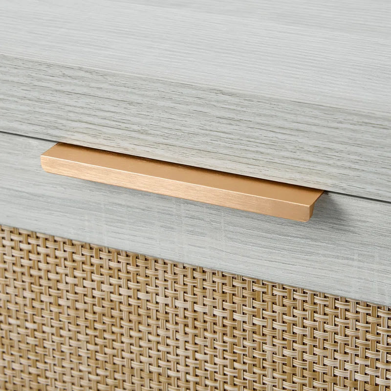 Bohemian Rattan Bedside Tables Set of 2 – Wooden Nightstands with Drawer, Shelf & Charging Station