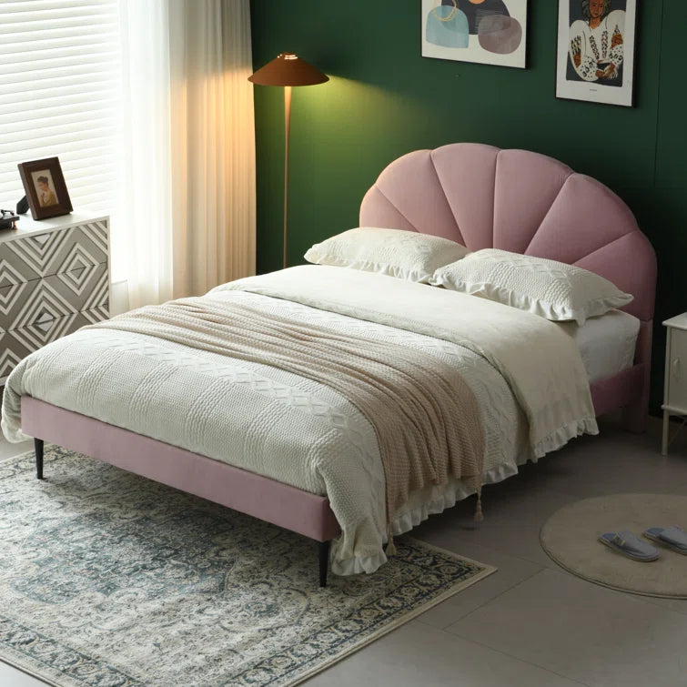 Deeb Tufted Upholstered Flower Silhouette Headboard Platform Bed