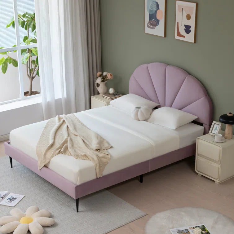 Deeb Tufted Upholstered Flower Silhouette Headboard Platform Bed